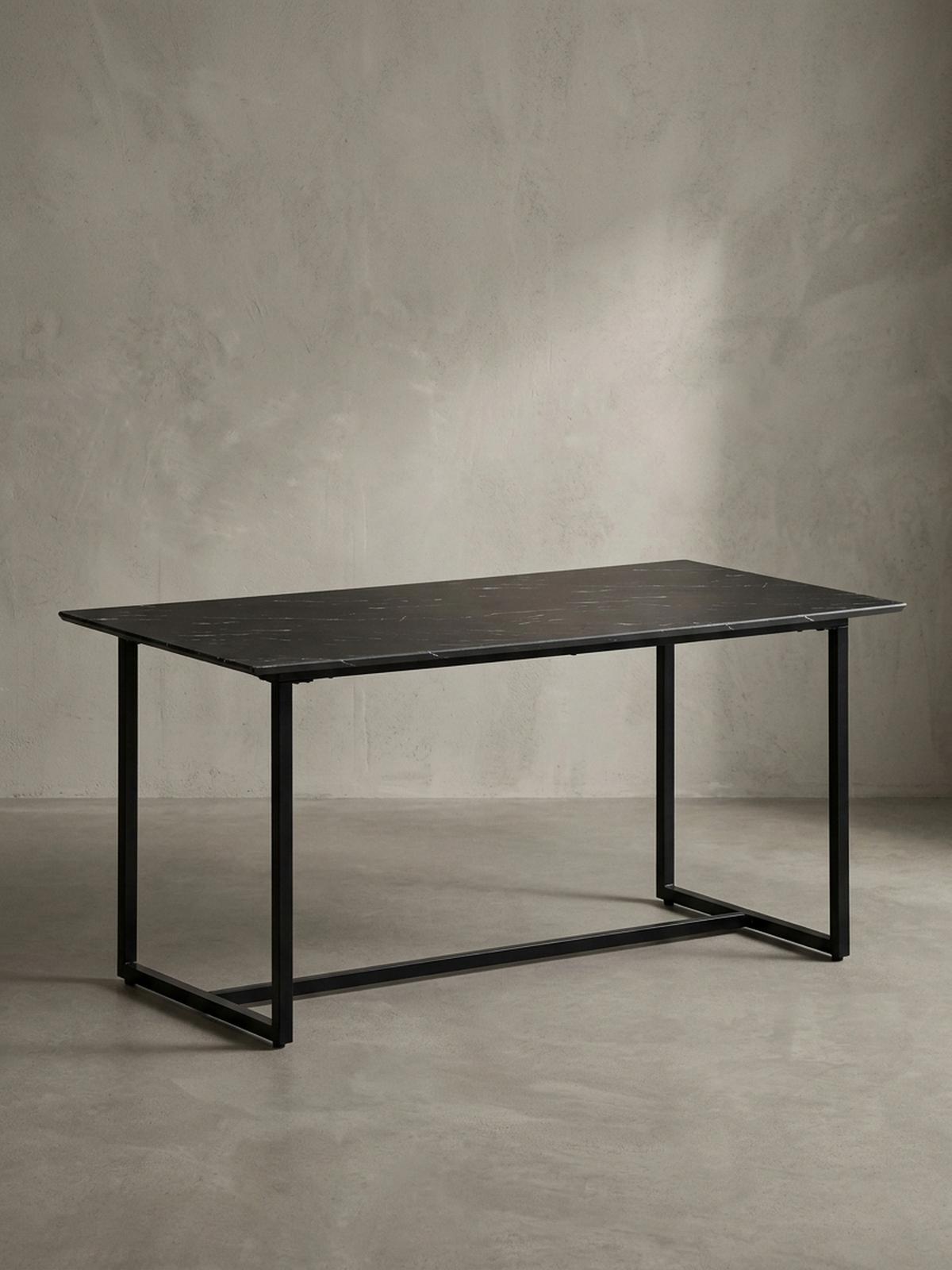 ESSTISCH Marmoroptik Metall Rechteckig Modern Klein, Schwarz 120x60x76 cm - Schwarz, Holzwerkstoff/Metall (60/120/76cm) - KADIMA DESIGN