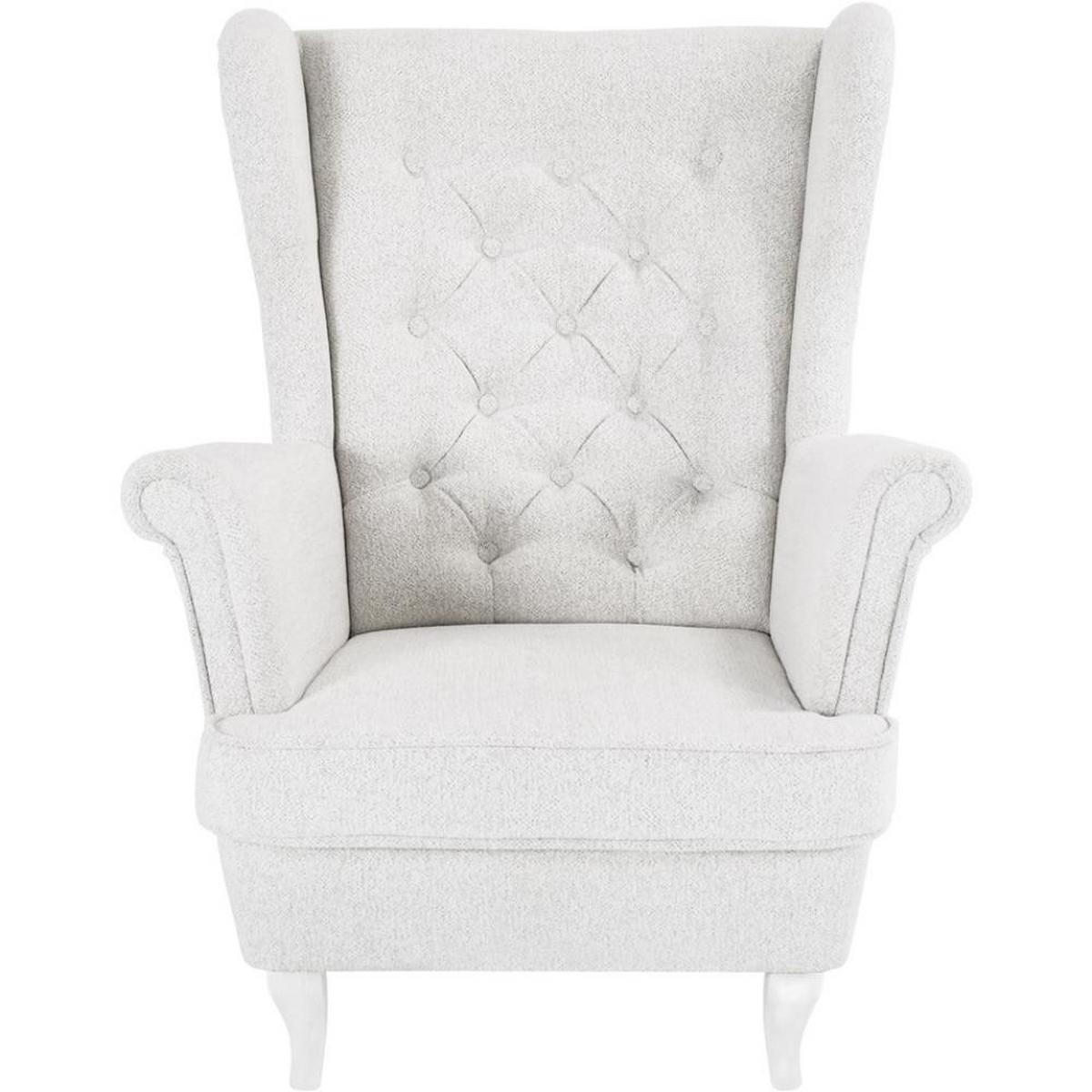 CHESTERFIELD-SESSEL Falco hellbeige mit Weiß Holzbeinen - Beige/Weiß, Holz/Textil (82/102/92cm) - Beautysofa