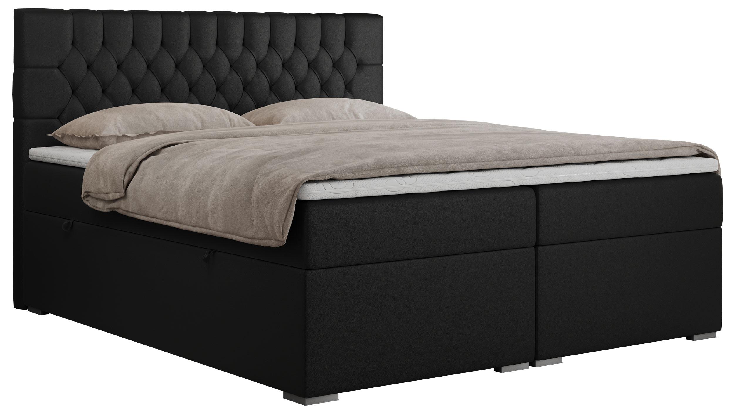 BOXBETT PERA 140/200 Schwarz Kunstleder - H4 - Schwarz, Holz/Textil (140/200cm) - MKS