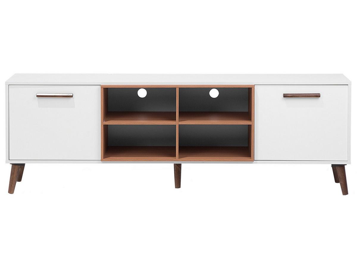 TV-MÖBEL Weiß, Dunkelbraun ALLOA 40/180/60 cm - Weiß, Holzwerkstoff (180/60/40cm) - Beliani