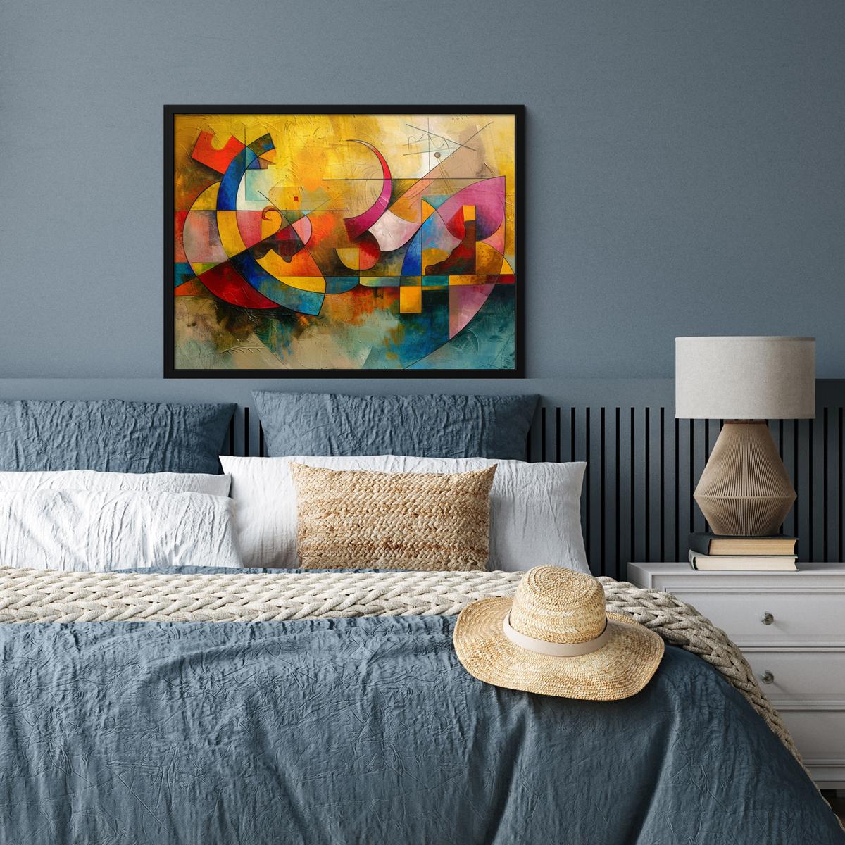 POSTER MIT RAHMENGERAHMTES BILD Kunst - Abstrakt - Modern 80x60 cm - Gelb, Papier (80/60cm) - MuchoWow