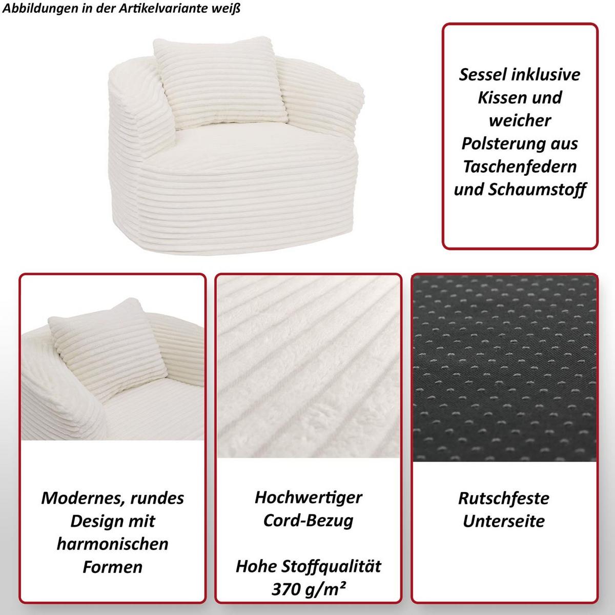 SESSEL Grau - Grau, Textil (100/66/86cm) - MCW