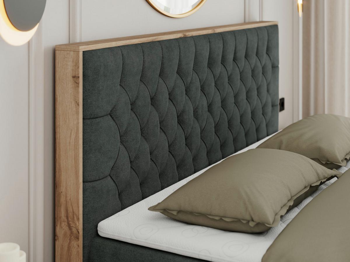 BOXBETT AMORE 200/200 Dunkelgrau Struktur - H3 - Dunkelgrau, Holz/Textil (200/200cm) - MKS