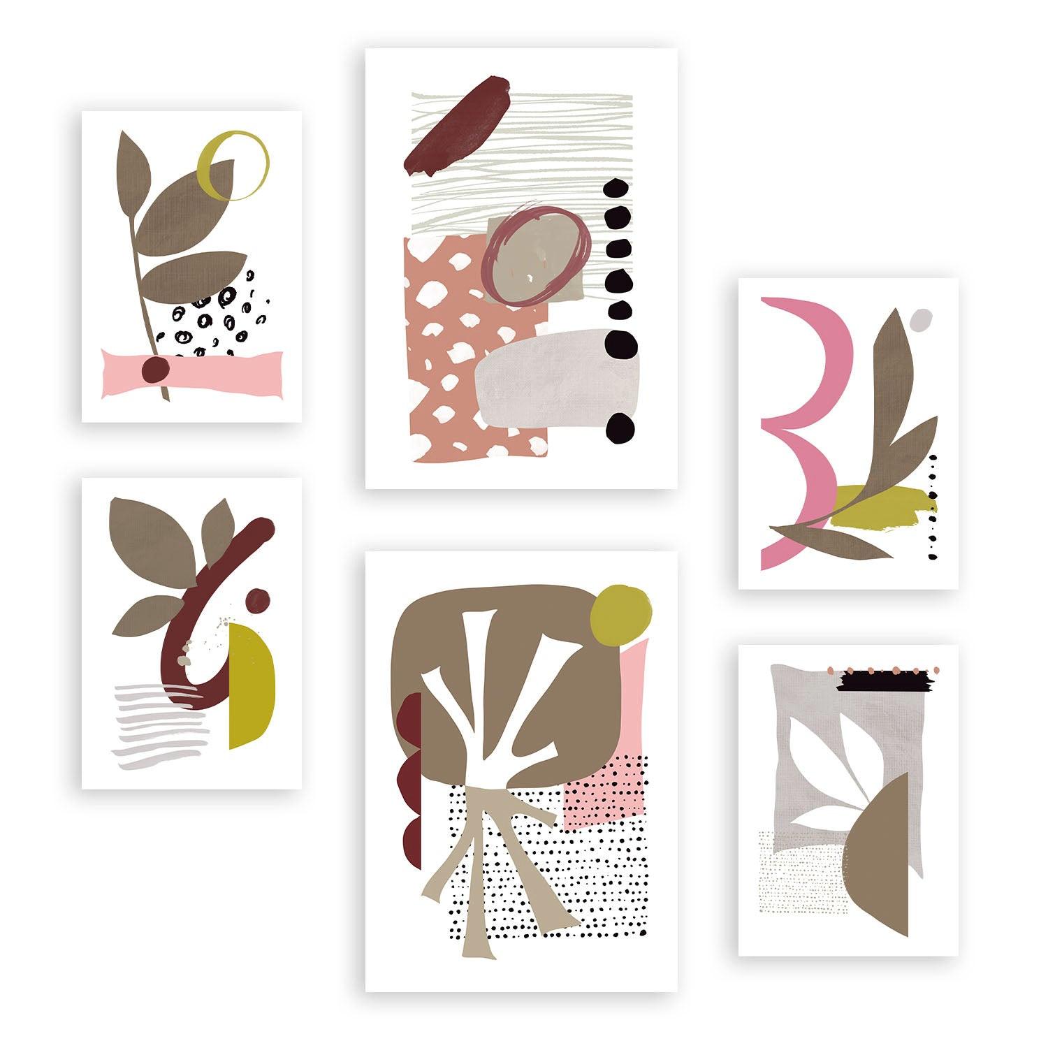 POSTER Set Mit 6 Eigenartige Form 1 In Blume Zusammenfassung A3 & A4 Rahmenlos - Klar, Papier (29/3cm) - Nacnic
