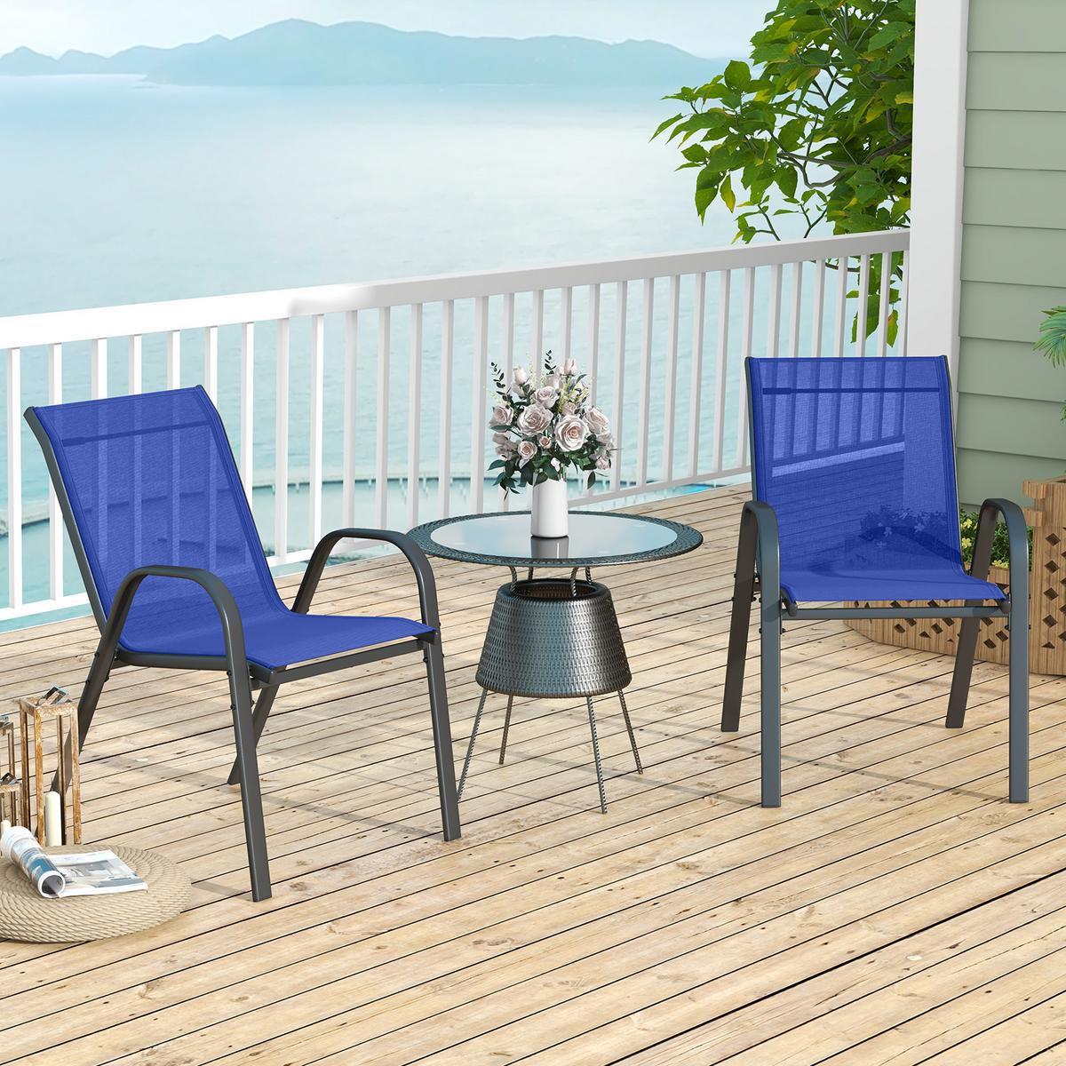 GARTENSTÜHLE Blau(2er-Set) - Blau, Metall (70/84/56cm) - COSTWAY