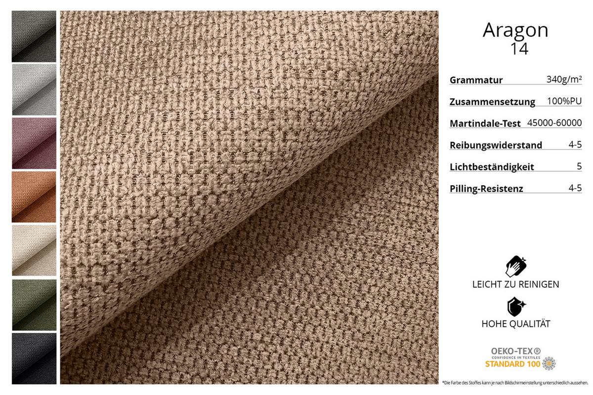 WOHNLANDSCHAFT mit Schlaffunktion und Bettkasten LIRA-U - 335x172x89 Dunkelbeige - Cappuccino, Holzwerkstoff/Textil (335/89/172cm) - ALTDECOR