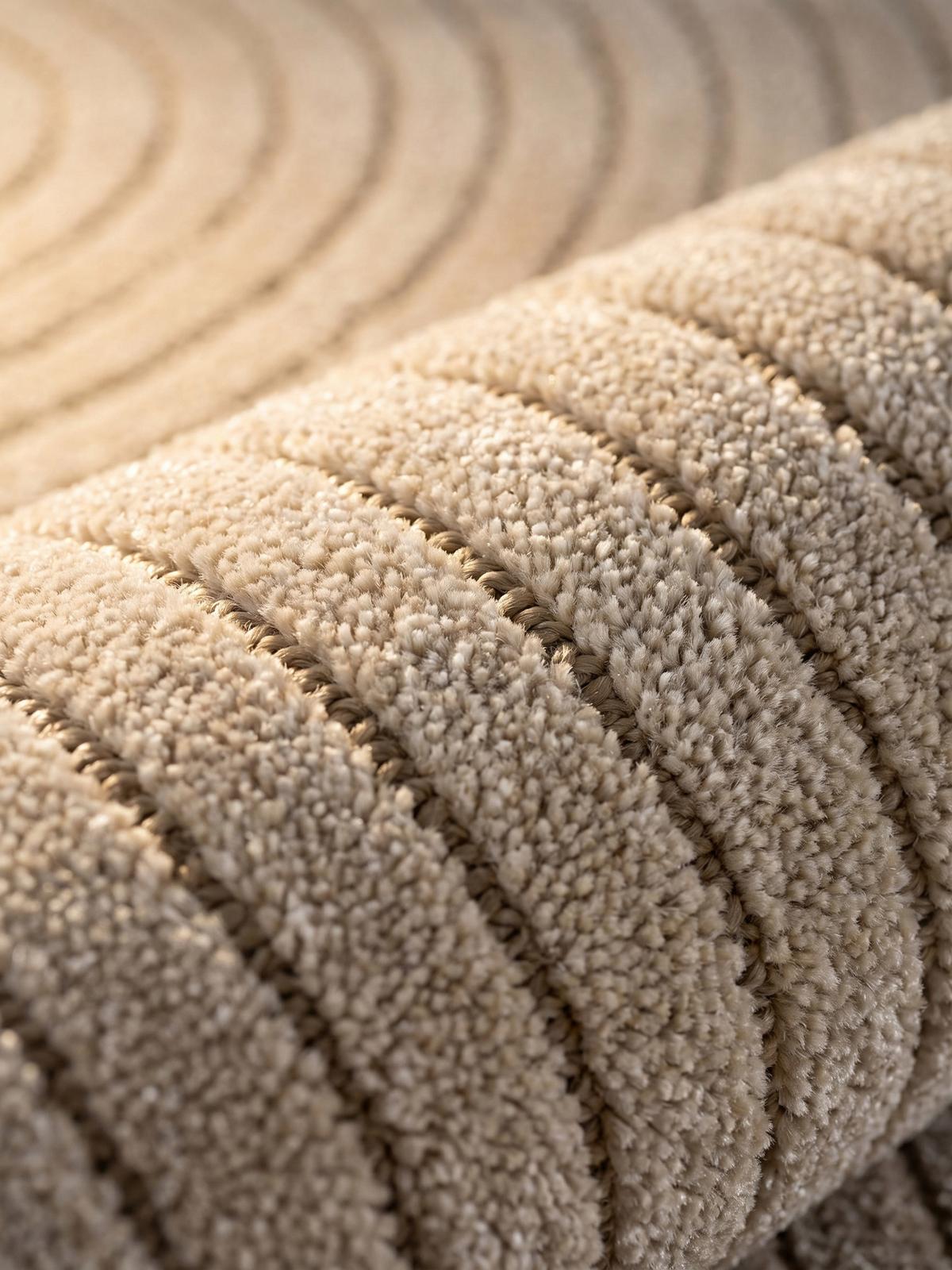 TEPPICH Outdoor ENGADIN in Beige, im Skandi-Stil mit 3D-Design, Ø 120 cm - Beige, Textil (120/120cm) - KADIMA DESIGN
