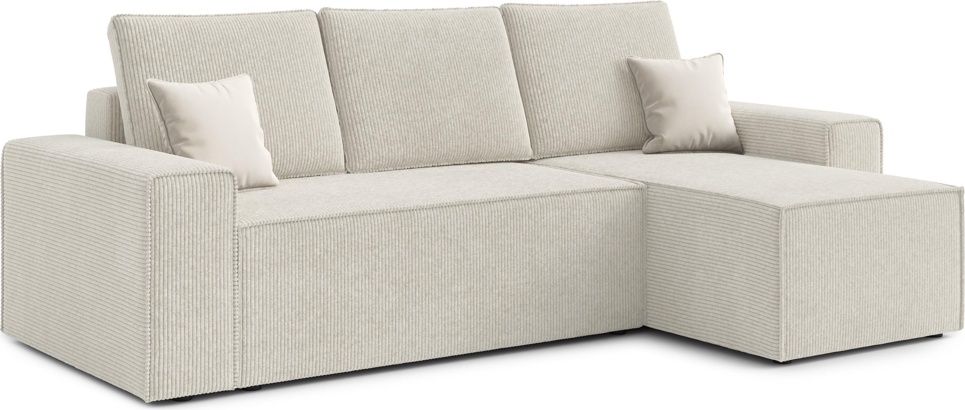 ECKSOFA L Form Talaton Beige 246/149/87 cm – mit Schlaffunktion und Bettkasten - Beige/Schwarz, Kunststoff/Textil (246/149cm) - AX Living