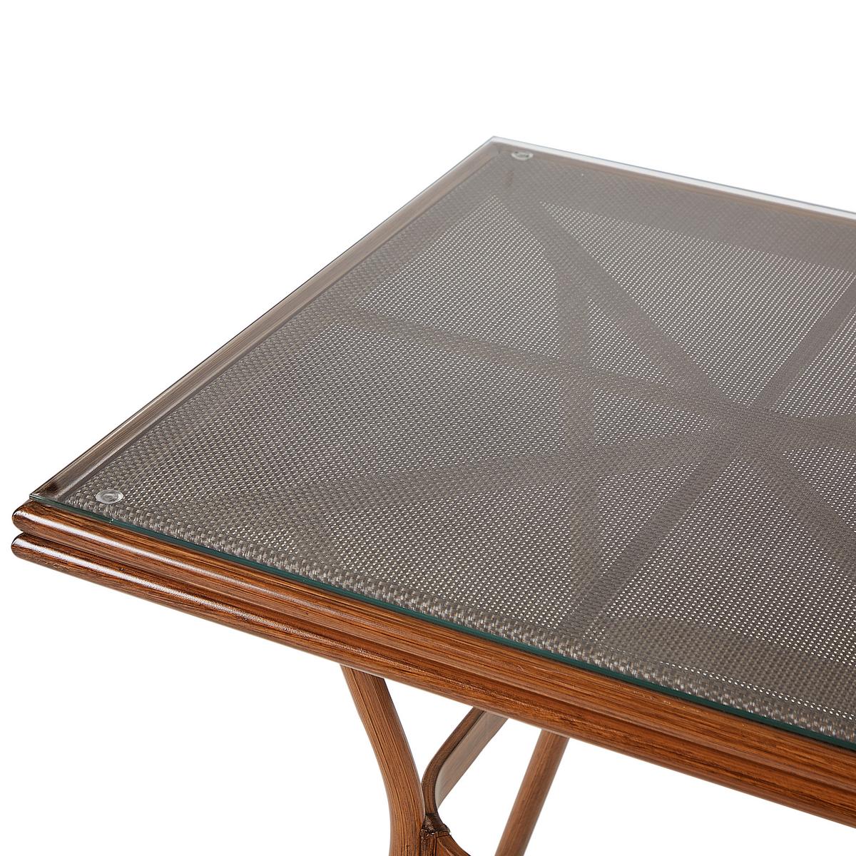 GARTENTISCH Dunkler Holzfarbton Caspri II - Dunkelbraun/Grau, Metall (80/80/71cm) - Beliani