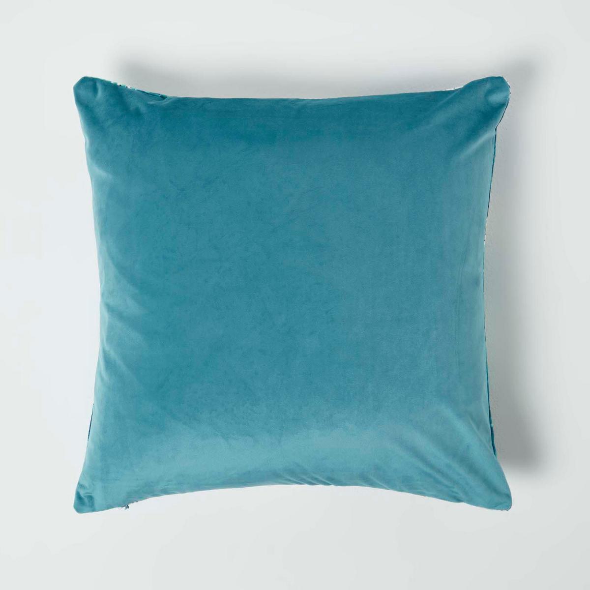 KISSENHÜLLE Jungle – Samt petrol 46/46 cm - Multicolor, Textil (46/46cm) - Homescapes