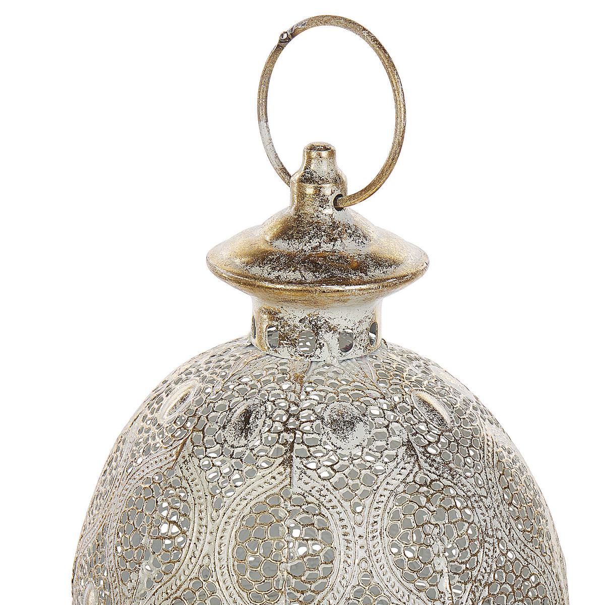 LATERNE Metall 34 cm Gold Amorgos - Goldfarben/Weiß, Metall (19/34/19cm) - Beliani
