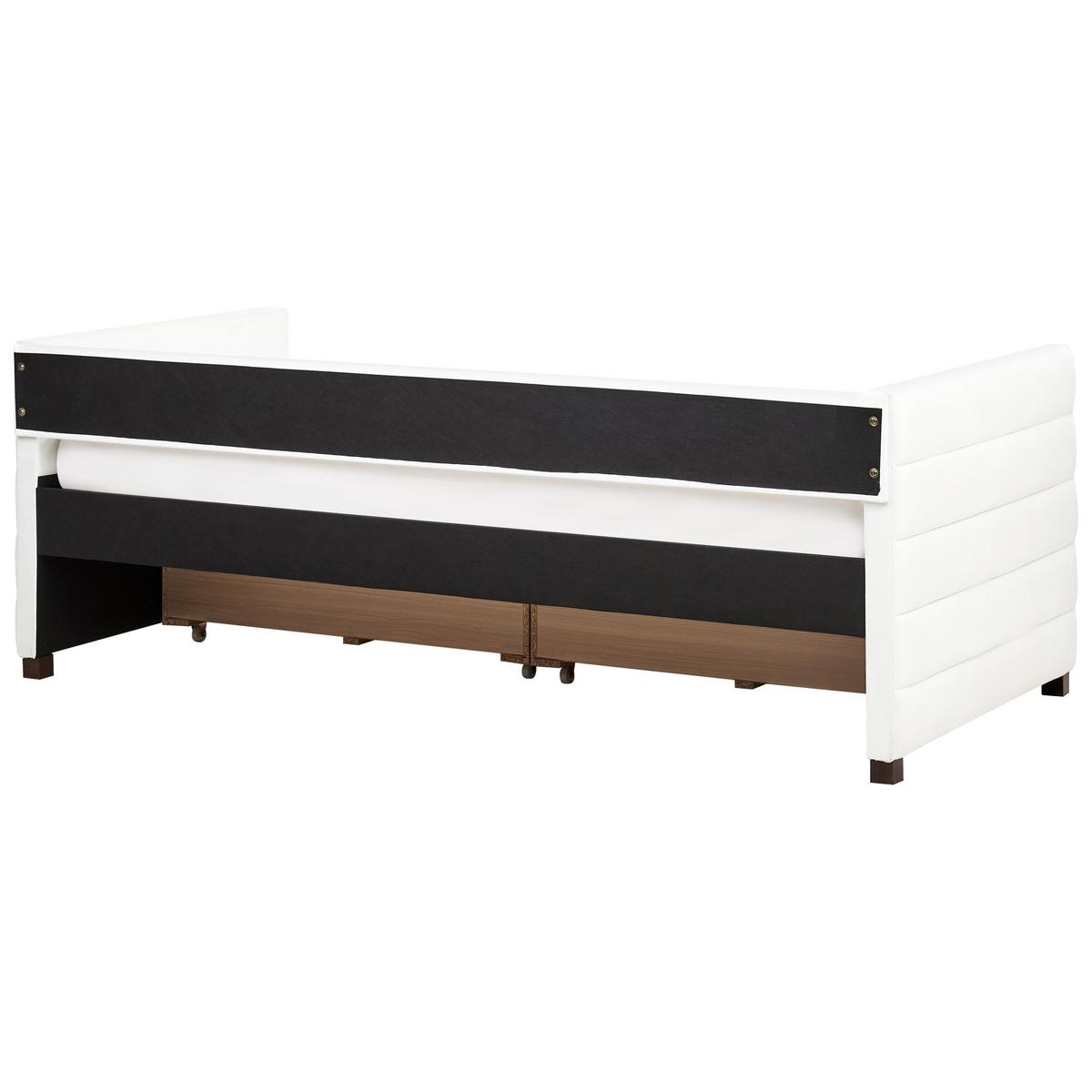 TAGESBETT mit Stauraum 90/200 cm Weiß Marray - Creme, Textil (90/200cm) - Beliani