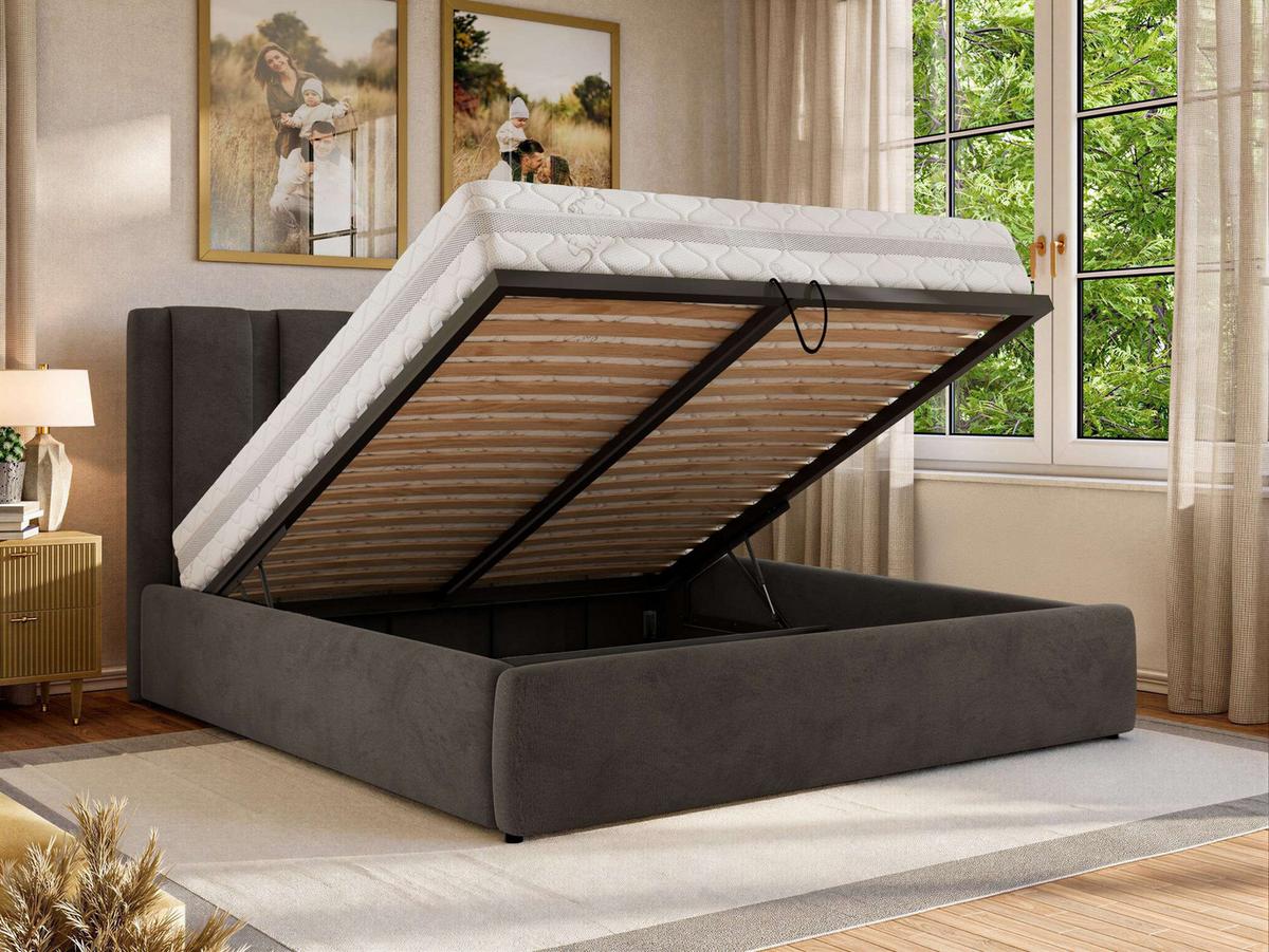 POLSTERBETT SAVINO CLASSIC 200/200 - Dunkelgrau Velvet - Multipocket-Matratze - Dunkelgrau, Textil (200/200cm) - MKS