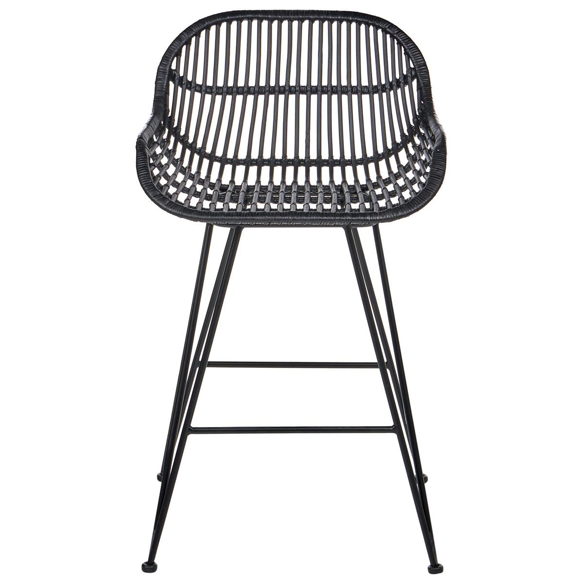 BARSTUHL 2er-Set Rattan Schwarz Terrell - Schwarz, Naturmaterialien (54/94/57cm) - Beliani