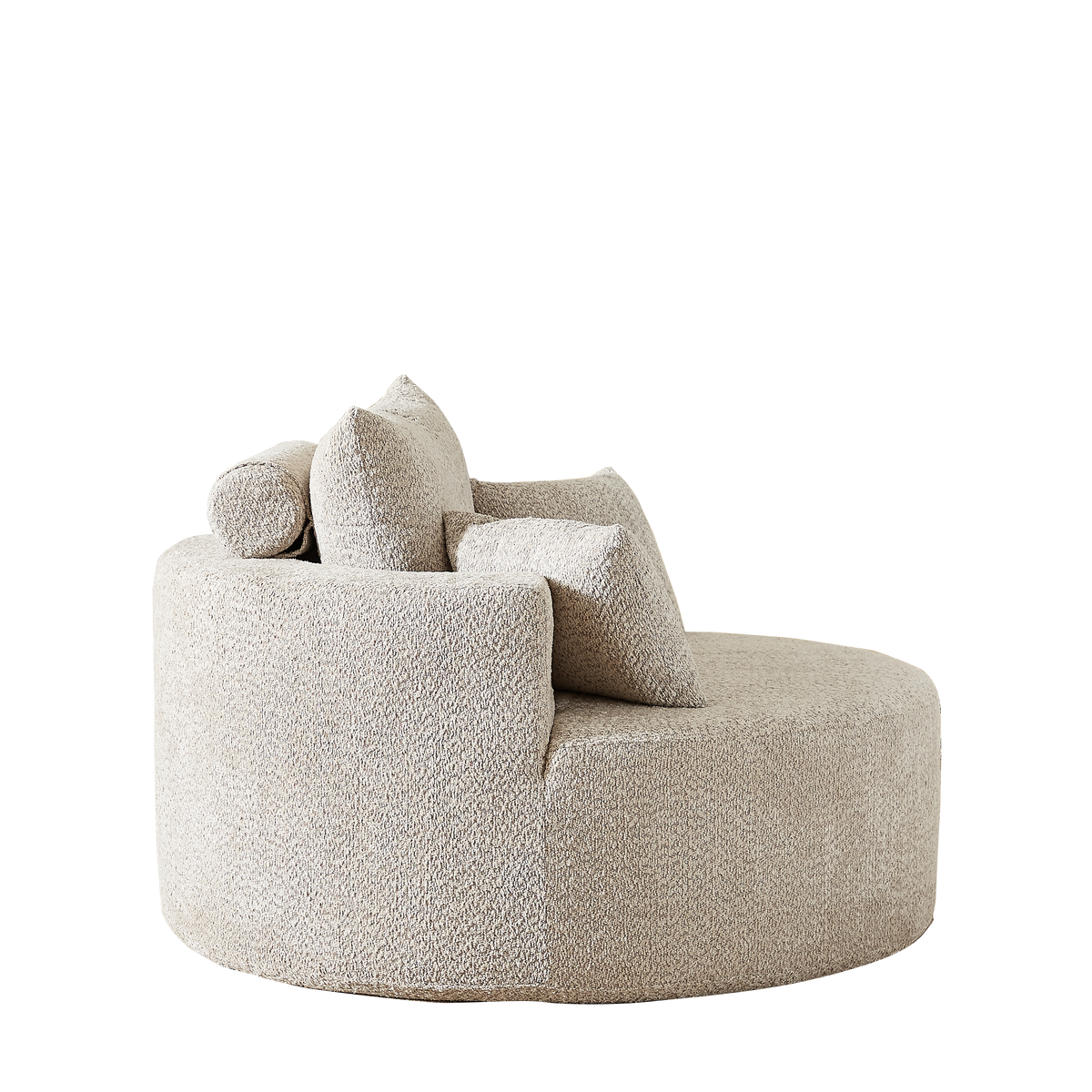 EINZELSESSEL aus Chenille in Khaki – rundes Cloud-Design & ohne Montage - Schlammfarben, Textil (127/85/127cm) - Urban Meuble