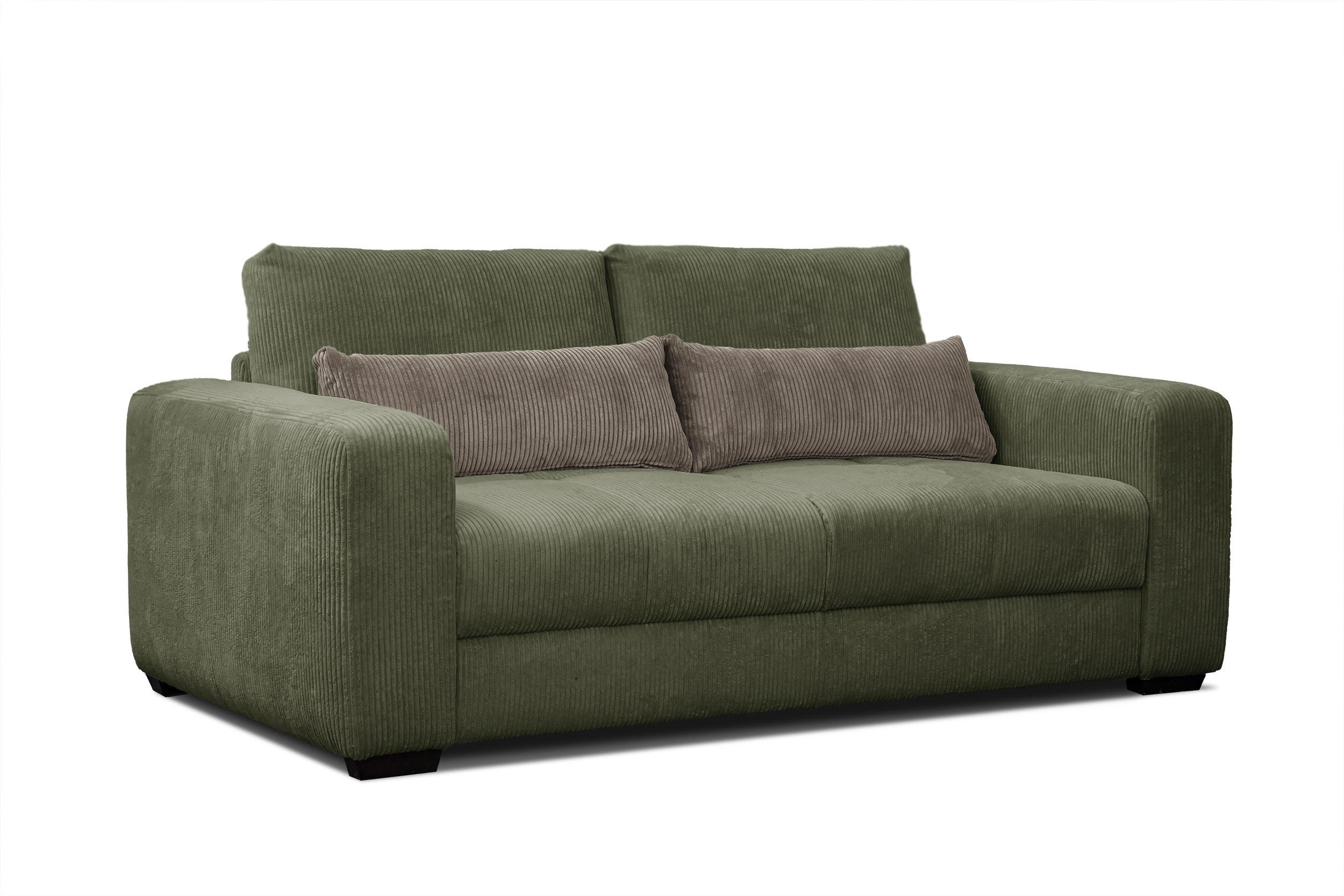 SOFA OLI 3-Sitzer, olivgrün - Olivgrün, Holz/Textil (208/91/108cm) - Wozimo