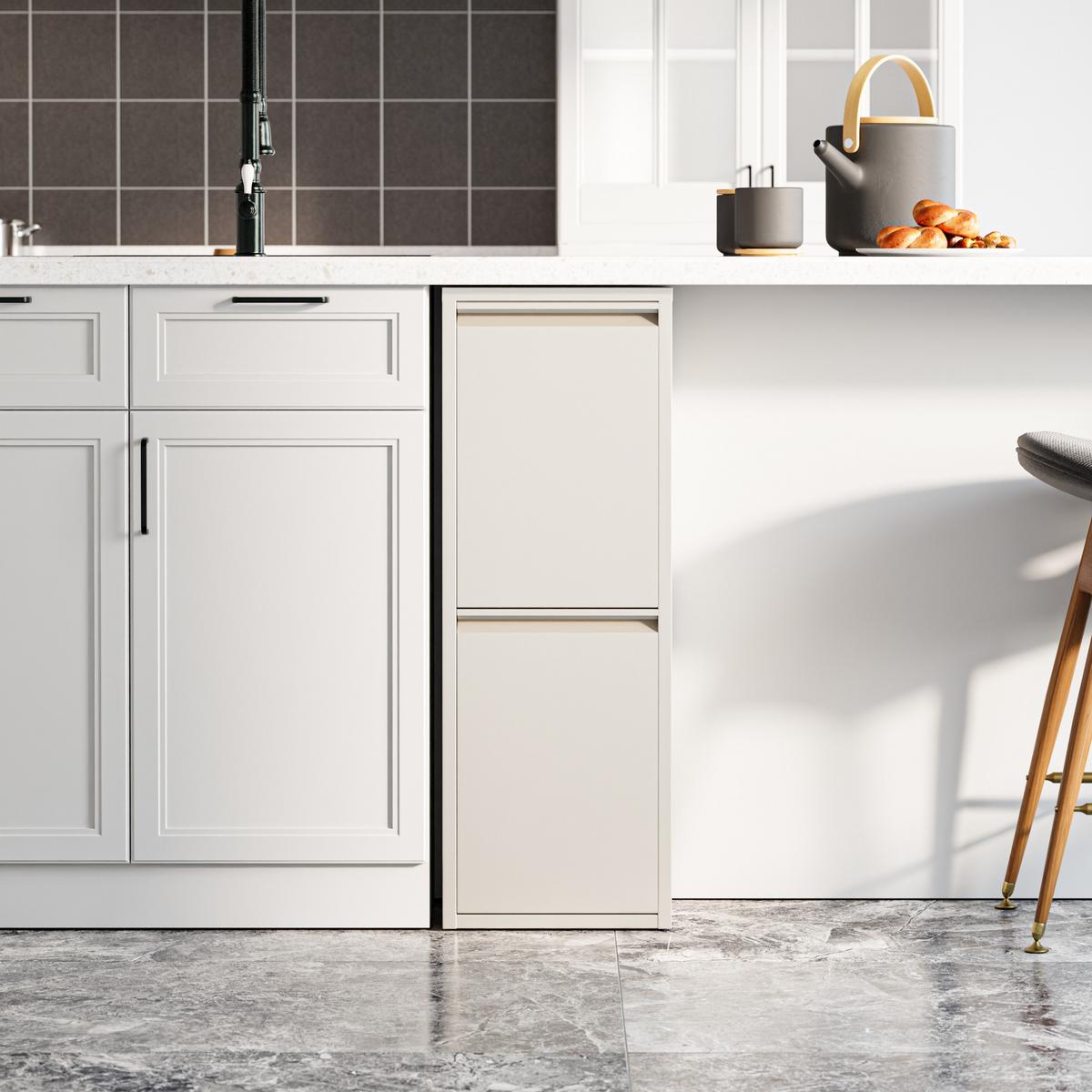 MÜLLTRENNSCHRANK Sollentuna - Creme, Kunststoff/Metall (33/93/25cm) - [en.casa]