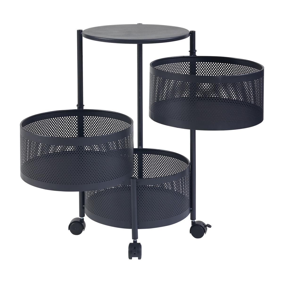 ROLLWAGEN Steigen - Schwarz, Metall (33/59.5/33cm) - [en.casa]