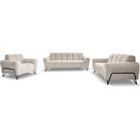 SITZGARNITUR Volare Sofas+Sessel, ohne Schlaffunktion, Hellbeige - Beige/Schwarz, Textil/Metall (220/83/98cm) - Beautysofa