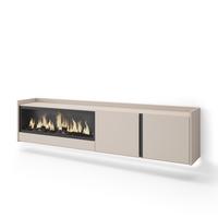 LOWBOARD, Beige, 212/35/50cm, Kamin mit Feuereffekt XXL - Beige, Holzwerkstoff (212/50/35cm) - Skraut Home