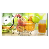 WANDUHR aus Glas 60x30 cm - Früchte und Saft - Grün, Glas (60/30/0.4cm) - TULUP
