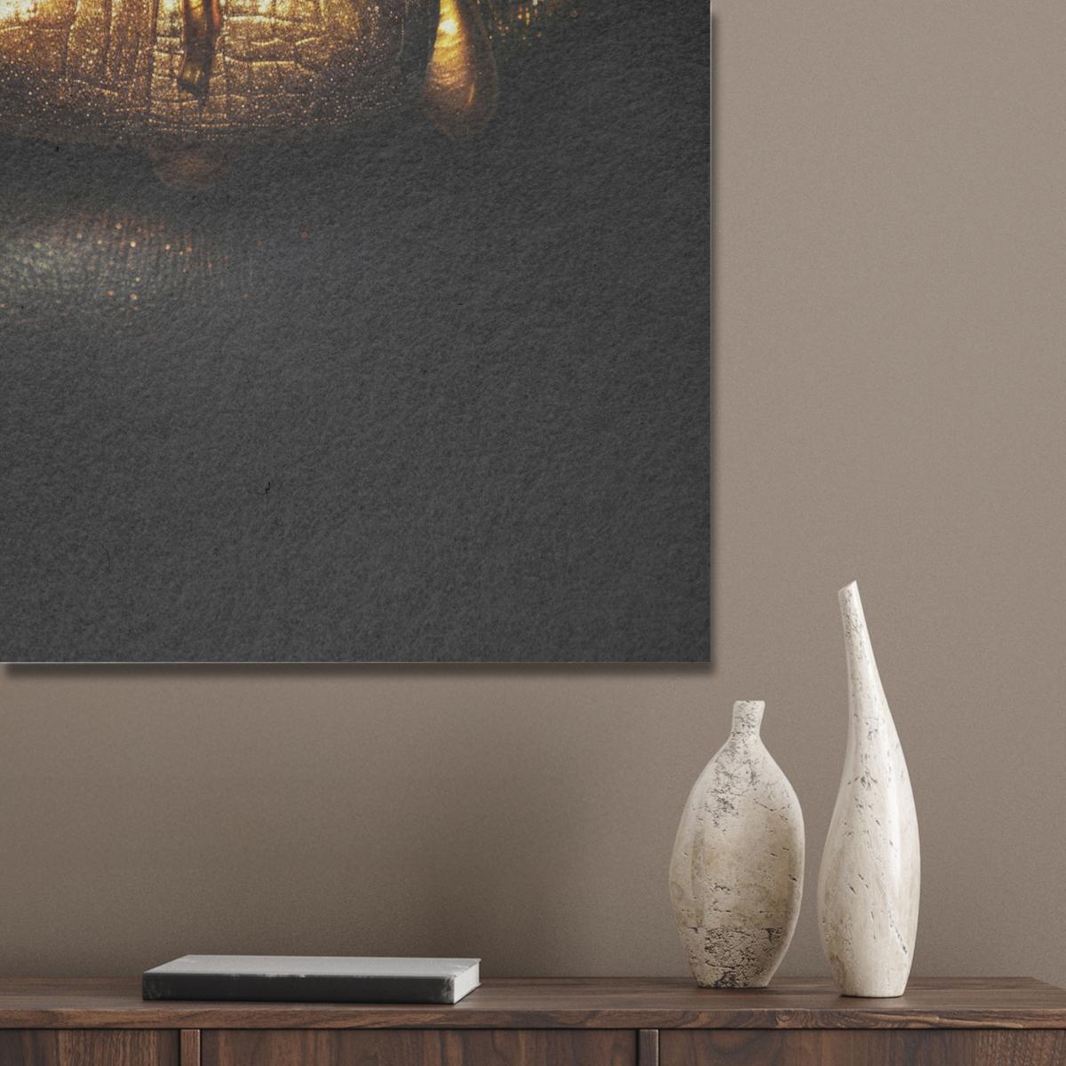 AKUSTIKBILD Frau - Porträt - Lippen - Gold - Schwarz Wanddeko 60x90 cm - Schwarz, Kunststoff (60/90/0.9cm) - MuchoWow