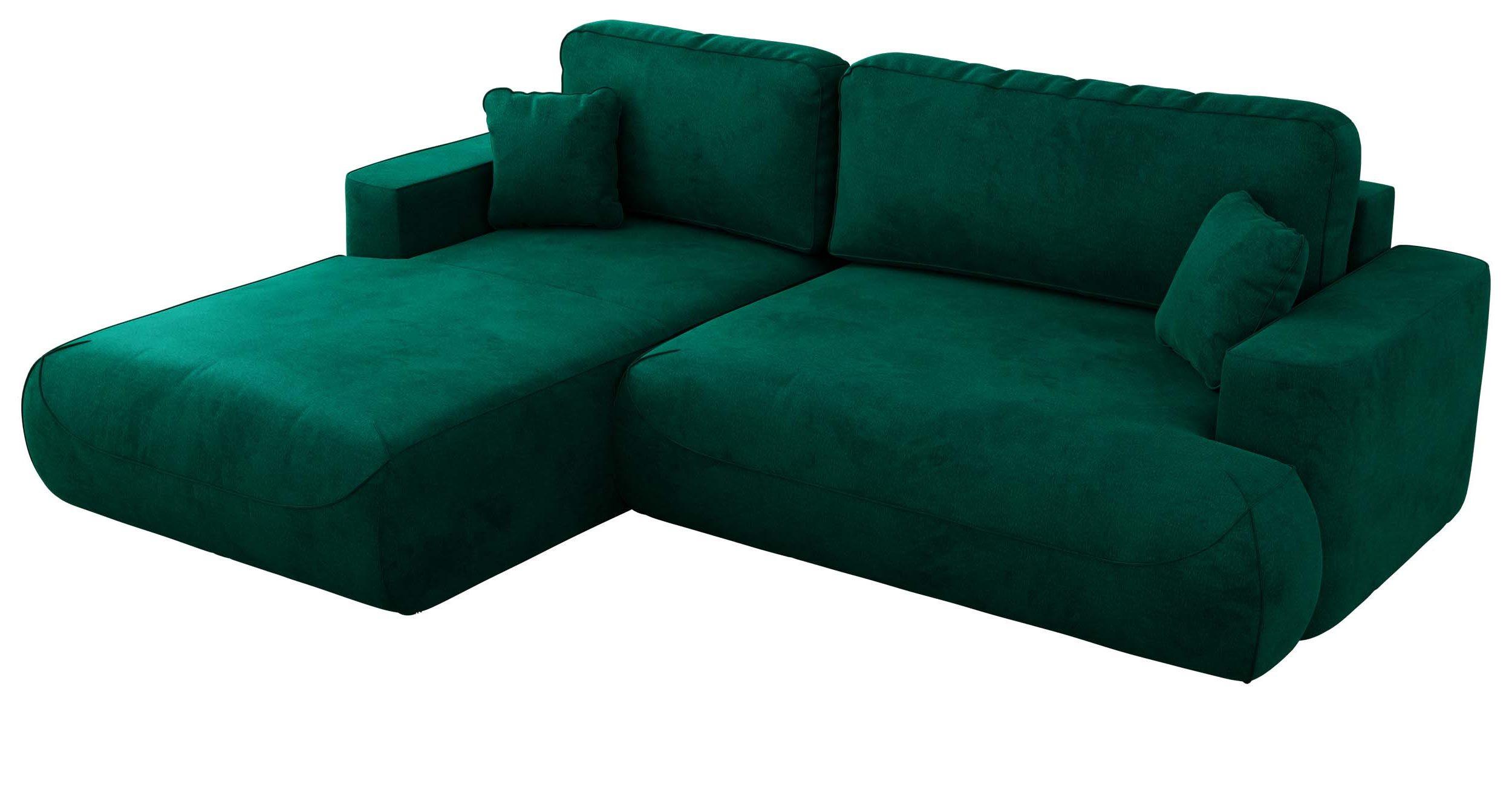 ECKSOFA OVO L Dunkelgrün Velvet - Links Seite - Dunkelgrün/Schwarz, Kunststoff/Textil (271/195cm) - MKS