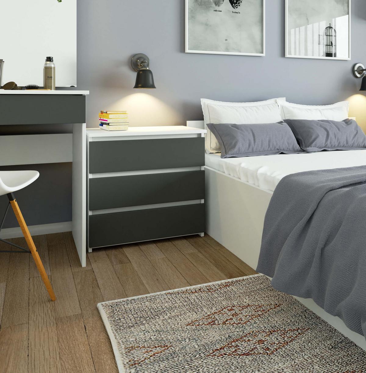 KOMMODE Weiß, Graphit Grau 57/60/35 - Weiß, Holzwerkstoff (60/57/35cm) - RAUMHIRSCH FURNITURE