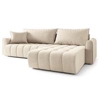 ECKSOFA FRIGA Creme Strukturstoff mit Schlaffunktion - Creme, Holz (283/185cm) - MASSENO