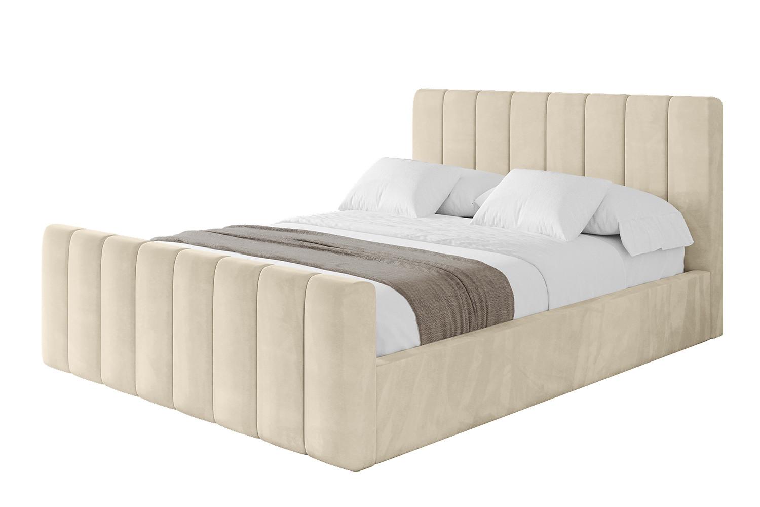 POLSTERBETT mit Bettkasten, Fußteil und Lattenrost, Boxbett mit Matratze H3/H4 - STERA-Z 200x200 Beige - Cappuccino, Holzwerkstoff/Textil (200/200cm) - ALTDECOR