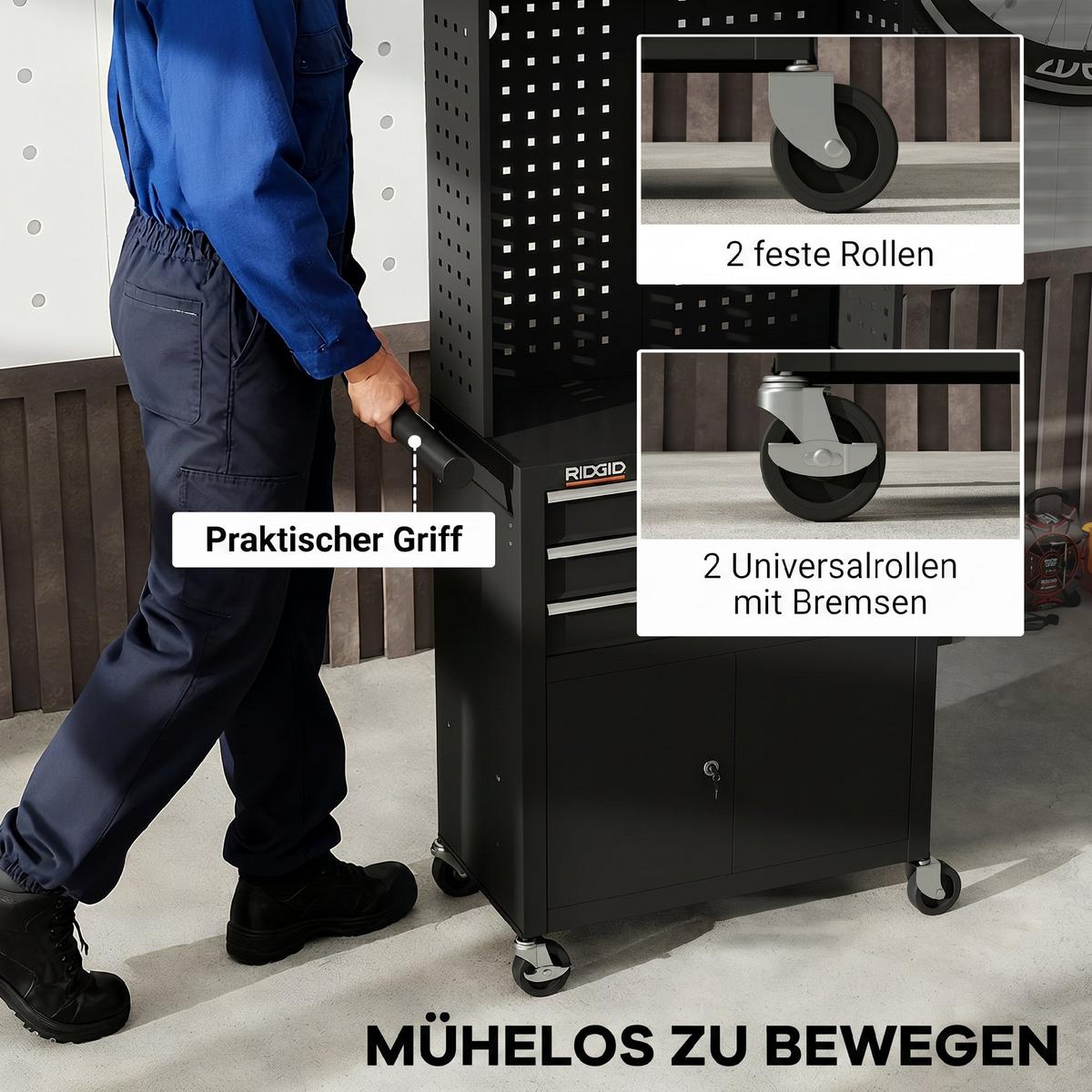 WERKZEUGSCHRANK Stahl Schwarz - Schwarz, Metall (33/133/69cm) - HOMCOM