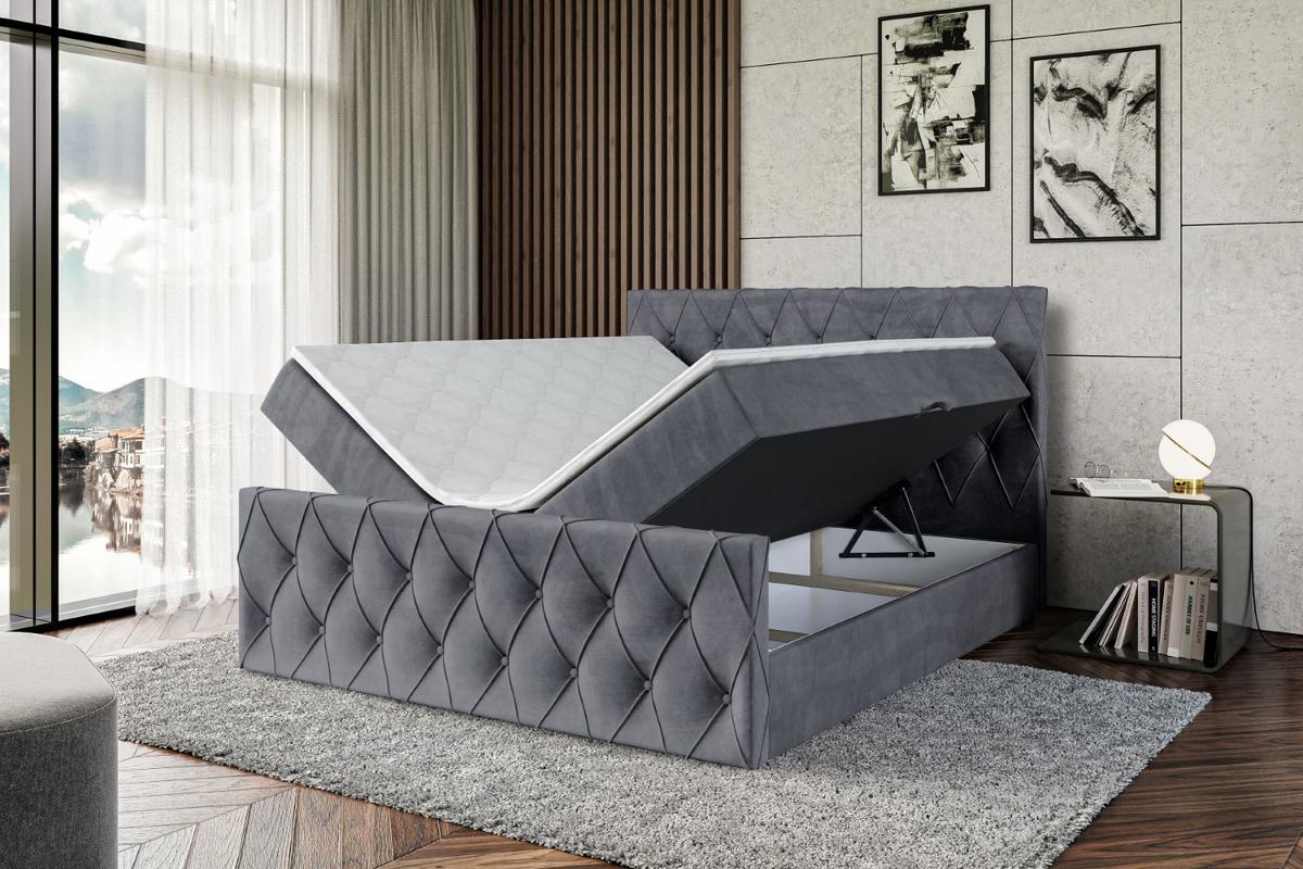 BOXBETT AMAY-Z - 140x200 cm - H4 - Dunkelgrau - Graphitfarben, Holzwerkstoff (140/200cm) - ALTDECOR