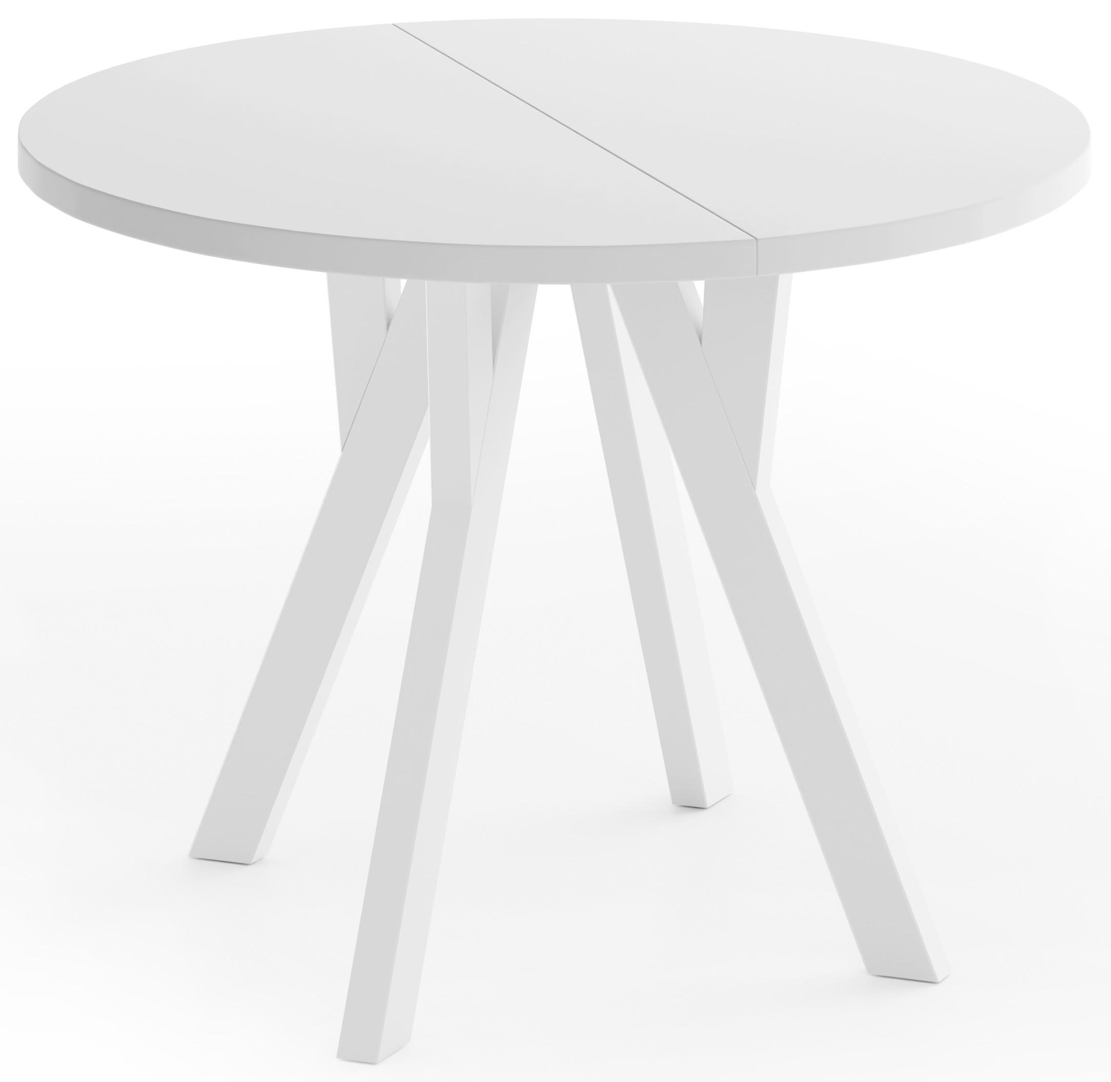 ESSTISCH Vero Weiß rund ausziehbar verlängerbar, Weiß 100-300/100/77 cm - Weiß, Holz/Holzwerkstoff (100/300/76.5cm) - WFL GROUP