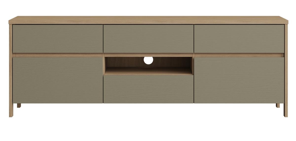 TV-LOWBOARD Salbei Grün, Eiche, TV Unterschrank skandinavisch 164 x 58 cm, Soft-Close - Salbeigrün/Eichefarben, Holzwerkstoff/Metall (164/58/39cm) - Furn.Design