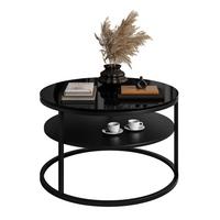 COUCHTISCH CIRI mit Regal Hochglanz - Schwarz, Holzwerkstoff (70/70/48.6cm) - Lookway