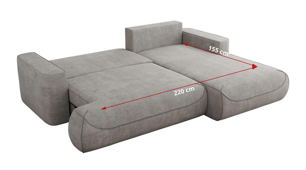 ECKSOFA OVO L Hellgrau Struktur - Rechts Seite - Hellgrau/Schwarz, Kunststoff/Textil (195/271cm) - MKS