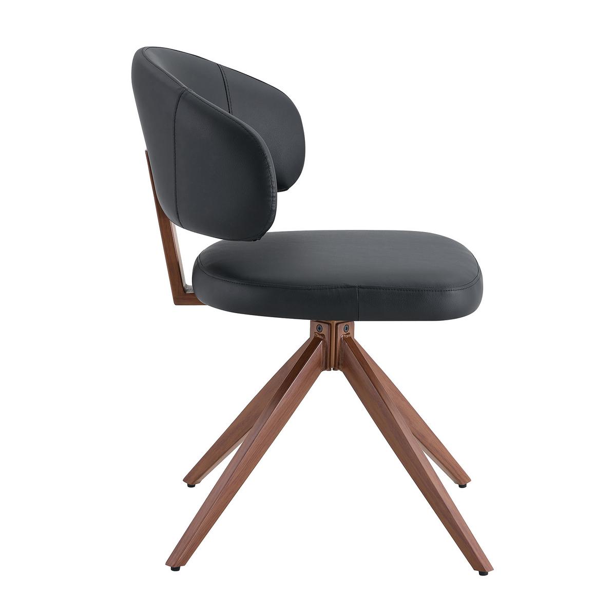 ESSZIMMERSTUHL Drehbar Schwarz PU-Leder mit Polsterung & Metallgestell - Schwarz, Leder (54.5/77/50.5cm) - Urban Meuble