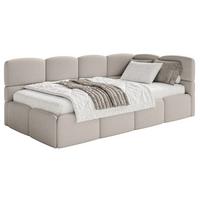JUGENDBETT Cloudy rechts mit Matratze Bouclé Greige - Taupe, Kunststoff/Textil (90/200cm) - Selsey