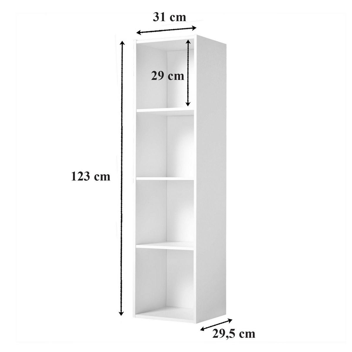 MÖBEL mit 4 Fächern 31,1/29,5/122,5 cm - Weiß, Holzwerkstoff (29.5/122.5/31.1cm) - Calicosy