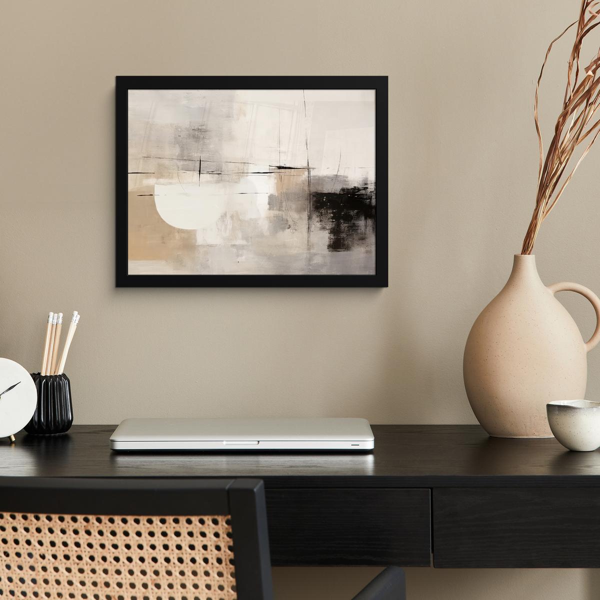 POSTER MIT RAHMENGERAHMTES BILD Abstrakt - Kunst - Grau 40x30 cm - Hellgrau, Papier (40/30cm) - MuchoWow