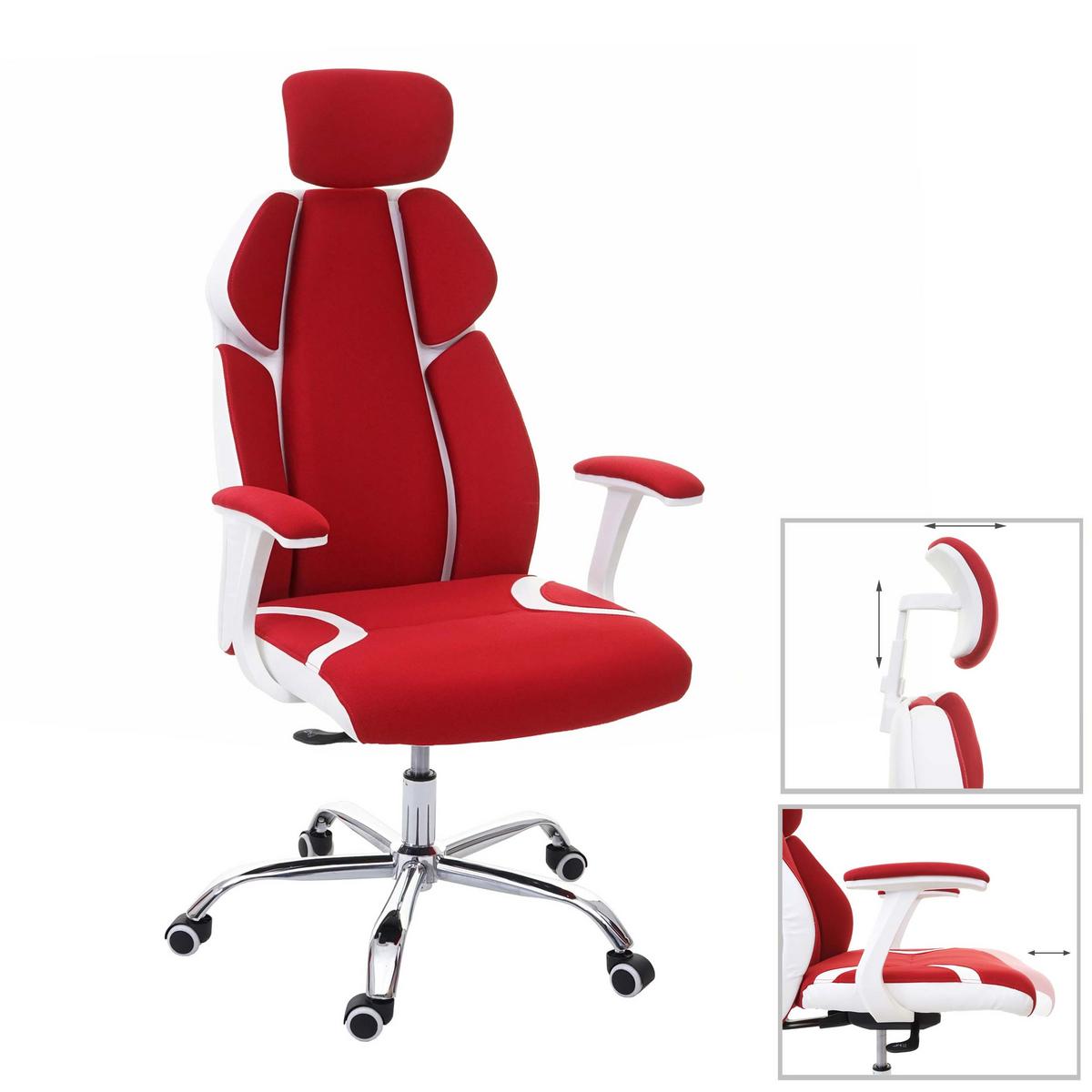 BÜROSTUHL Rot, Weiß - Rot/Weiß, Textil (63/134/92cm) - MCW