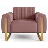 SESSEL Parissa 106 cm - Pink/Goldfarben, Holz/Metall (106/79/92cm) - Selsey