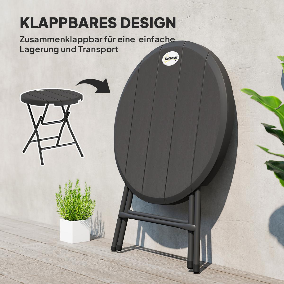 GARTENTISCH, Dunkelgrau, Stahl, HDPE - Dunkelgrau, Metall (80/80/73cm) - Outsunny