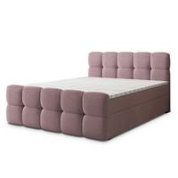 BOXBETT BRUME 200x200 cm mit Matratze und Topper, H2+H3 - Rosa - Rosa, Holz (200/200cm) - MASSENO