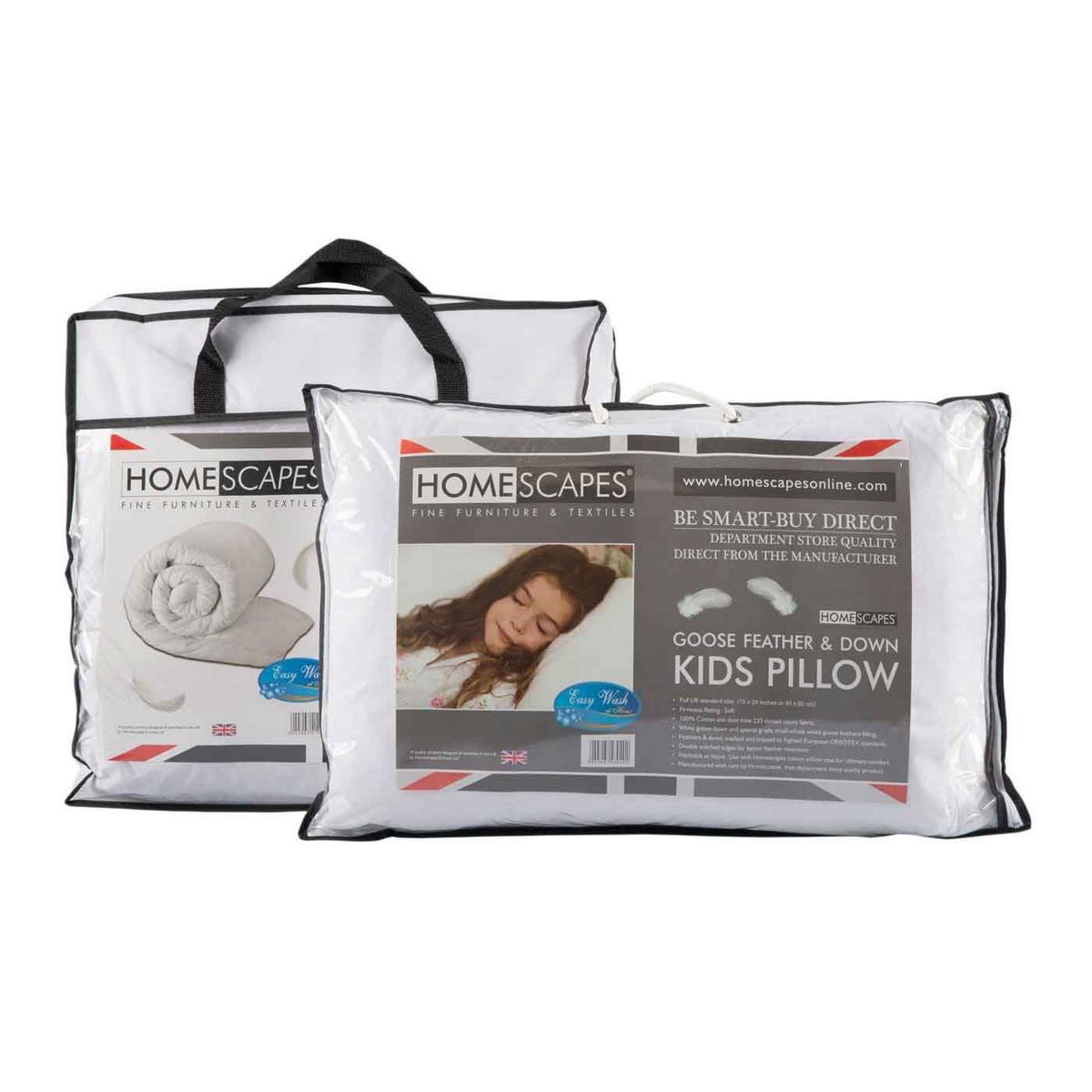 KINDERBETTSET 120/150 cm + 40/60 cm, Federn & Daunen - Weiß, Textil (120/150cm) - Homescapes