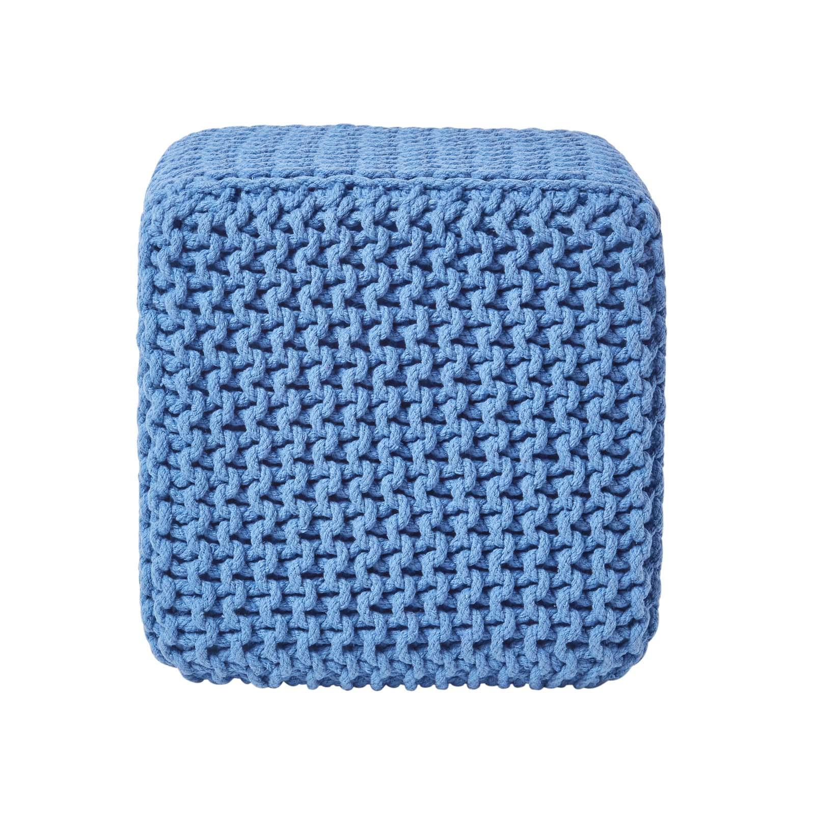 STRICK-POUF blau, Sitzwürfel 35/35/35 cm - Blau, Textil (35/35/35cm) - Homescapes