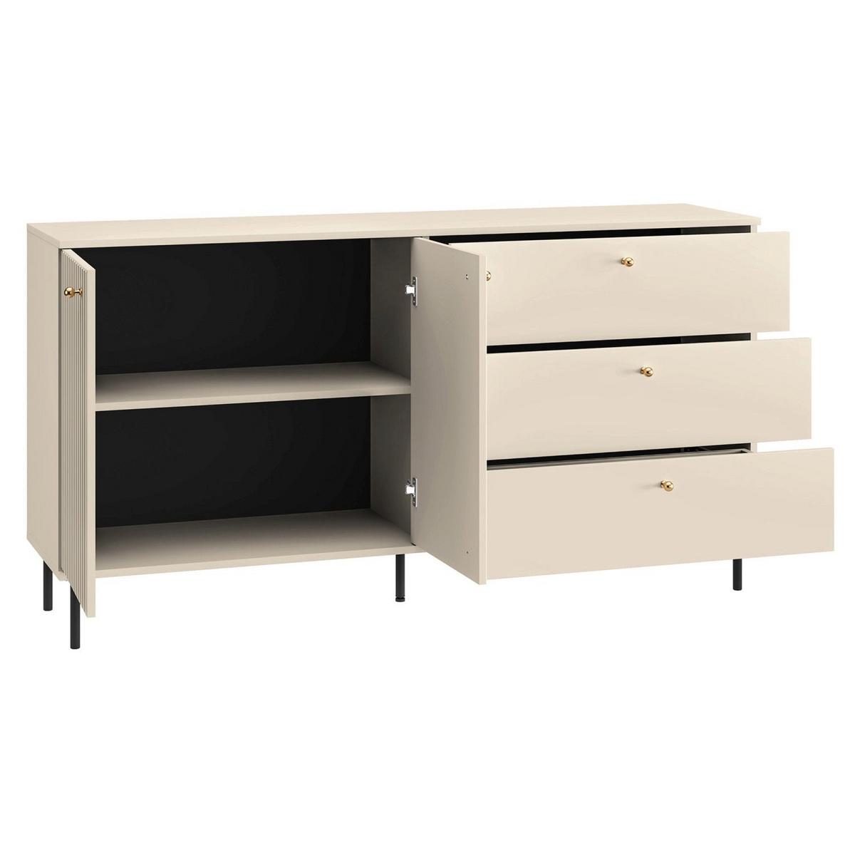 SIDEBOARD CALETTO Beige 160 cm - Beige/Goldfarben, Holzwerkstoff/Metall (160/84.8/40cm) - Selsey
