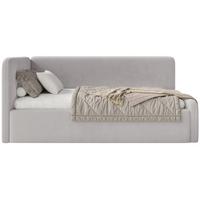 JUGENDBETT Fanko Samt Hellgrau 90x200 cm - Hellgrau/Schwarz, Kunststoff/Textil (90/200cm) - Selsey