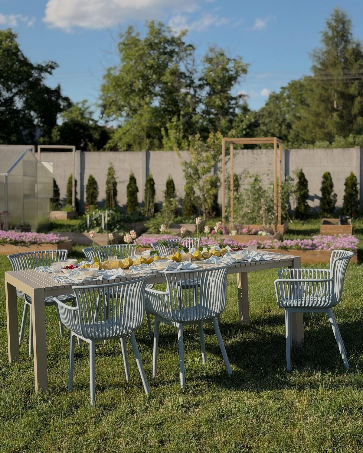 GARTENSTUHL 4er-Set Hellblau Pesaro - Blau, Kunststoff (58/84/45cm) - Beliani