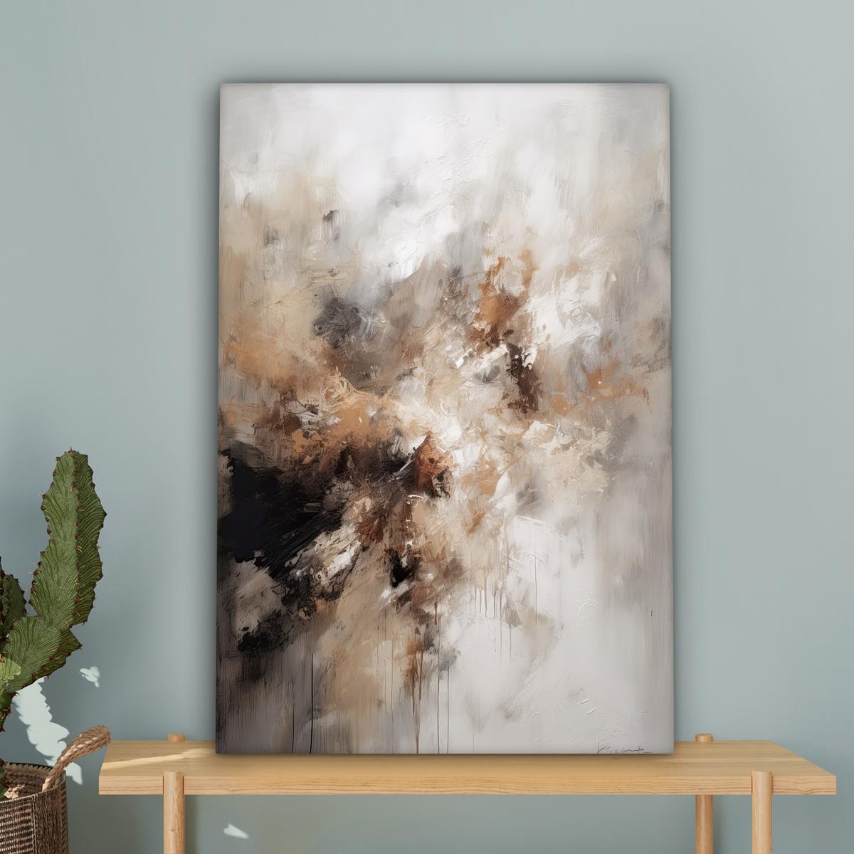 LEINWANDBILD Farbe - Abstrakt - Beige - Kunst Wanddeko 40x60 cm - Greige, Textil (40/60cm) - MuchoWow